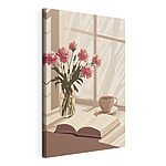 Cuadros Un libro y un jarrón con flores