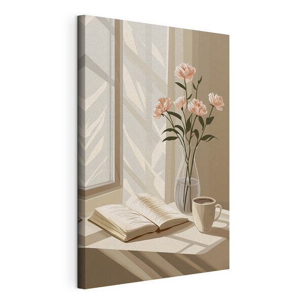 Un libro y un jarrón con flores Cuadros Un libro y un jarrón con flores