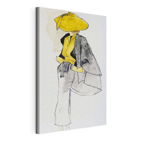 Cuadros Cuadro de una mujer con un sombrero amarillo
