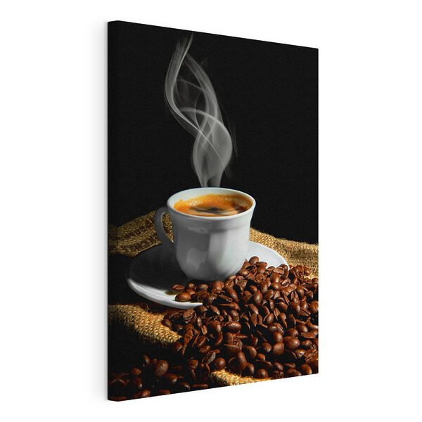 Cuadros Una taza de café y granos de café