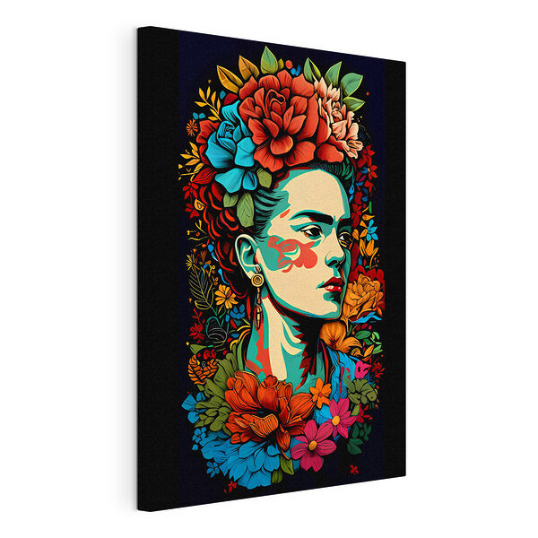 Cuadros Cuadros Retrato de vivos colores adornado con flores (SKU: s32867)