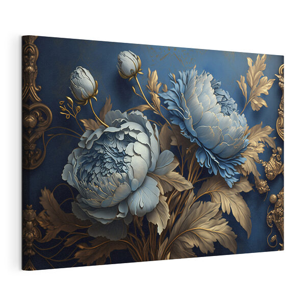 Cuadros Flores azules con detalles ornamentados