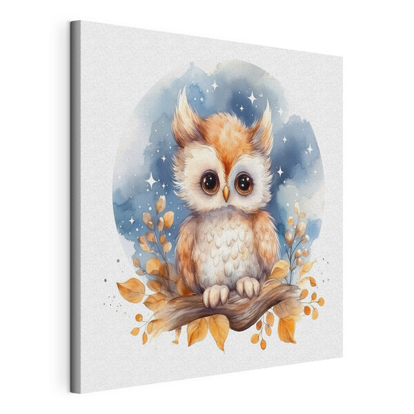 Cuadros Un adorable búho posado entre las hojas de otoño (SKU: s34912) Cuadros Cuadros Un adorable búho posado entre las hojas de otoño (SKU: s34912)