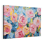 Cuadros Rosas con textura pintadas en tonos vivos