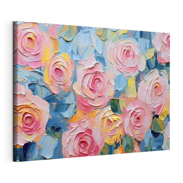 Rosas con textura pintadas en tonos vivos Cuadros Rosas con textura pintadas en tonos vivos