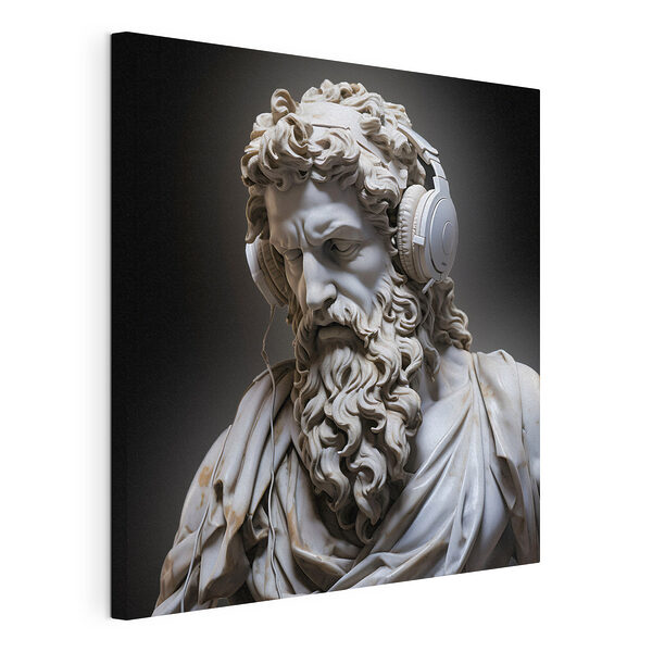 Cuadros Estatua de un hombre barbudo con auriculares