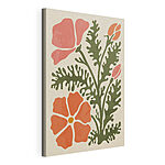 Cuadros Flora artística en tonos coral y verde
