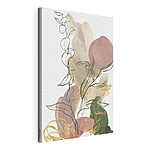 Cuadros Hojas abstractas con toques rosas