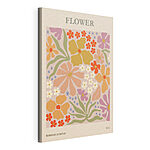 Cuadros Diseño floral colorido sobre fondo rosa