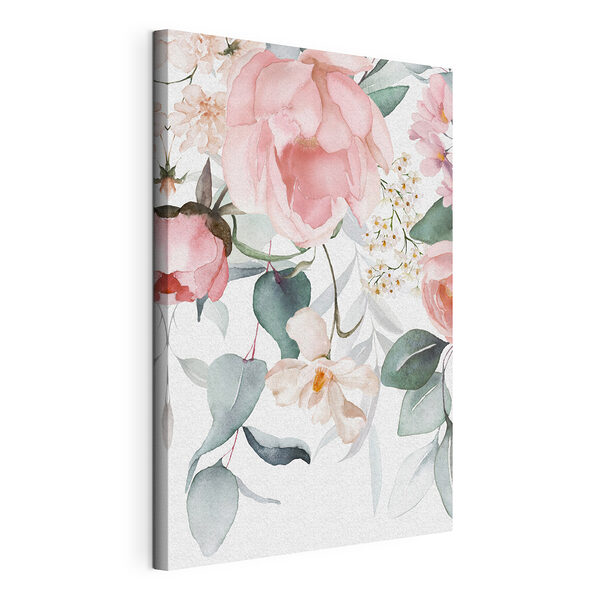 Cuadros Motivo floral en acuarela en tono rosa palo
