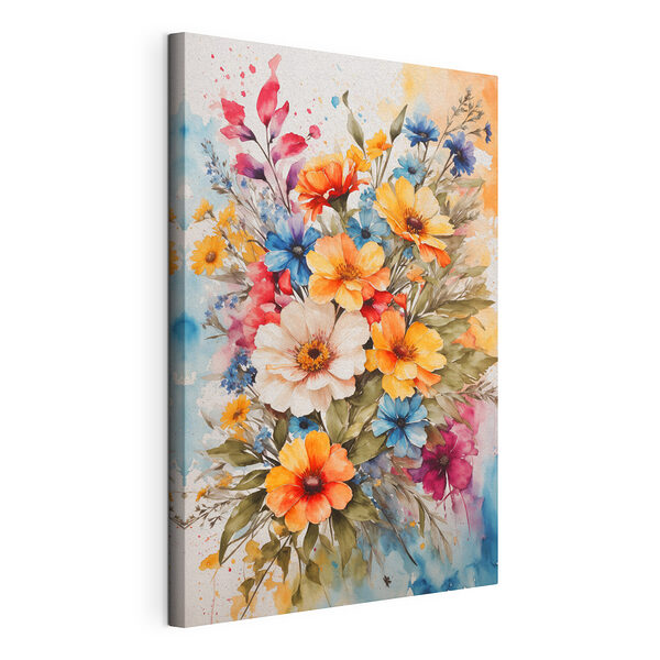 Cuadros Flores vibrantes en un estilo artístico de acuarela