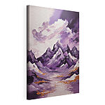 Cuadros Montañas moradas con nubes y un cielo morado