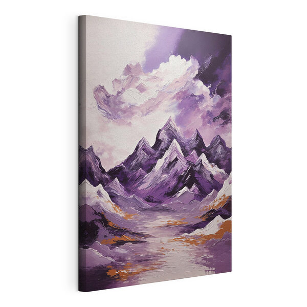 Montañas moradas con nubes y un cielo morado Cuadros Montañas moradas con nubes y un cielo morado