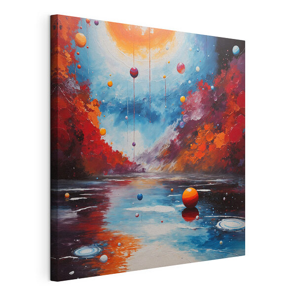 Cuadro de un lago con bolas de colores y luces Cuadros Cuadro de un lago con bolas de colores y luces