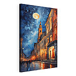 Cuadros Calle con edificios y la luna