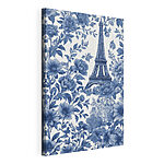 Cuadros Motivo floral azul y blanco con una torre