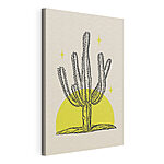 Cuadros Cactus con un círculo amarillo y estrellas