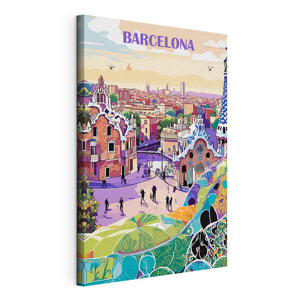 Cuadros Paisaje urbano colorido con gente paseando por una calle (SKU: s36337) Cuadros Cuadros Paisaje urbano colorido con gente paseando por una calle (SKU: s36337)