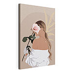Cuadros Una mujer elegante con una rosa rosa