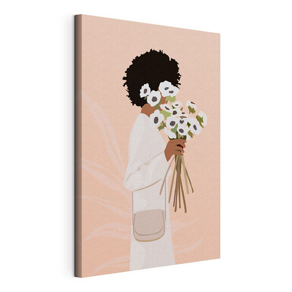 Mujer con flores en la mano Cuadros Mujer con flores en la mano