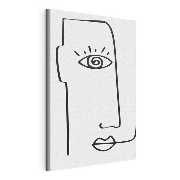 Dibujo en blanco y negro de un rostro con un ojo y una nariz Cuadros Dibujo en blanco y negro de un rostro con un ojo y una nariz