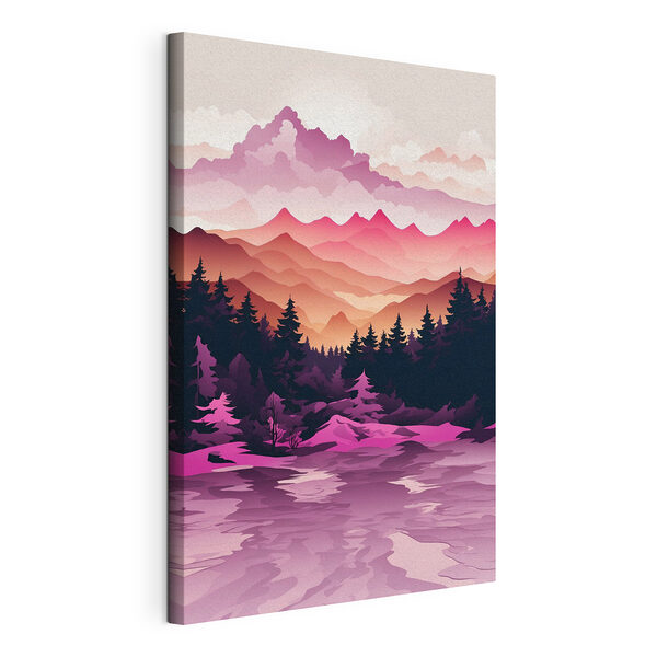 Cuadros Paisaje con montañas y árboles