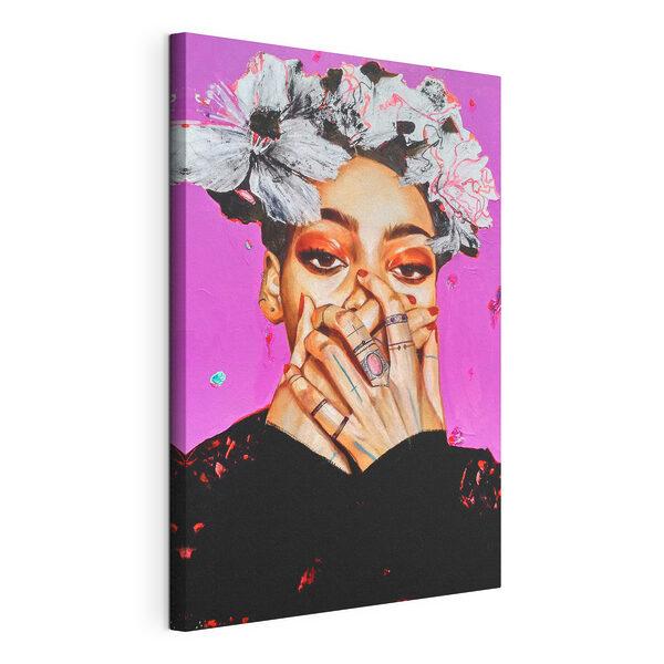 Cuadros Retrato lleno de vida con toques florales