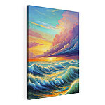 Cuadros Cuadro de olas y puesta de sol