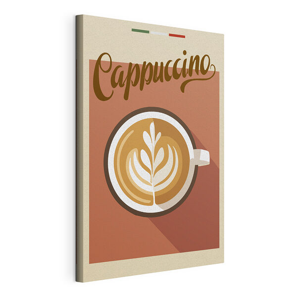 Cuadros Taza de café con un diseño de hojas en la parte superior