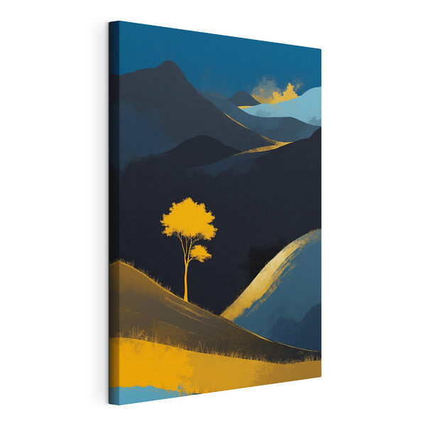 Cuadros Árbol amarillo en una colina