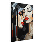 Cuadros Abrazo abstracto con unos labios rojos vibrantes
