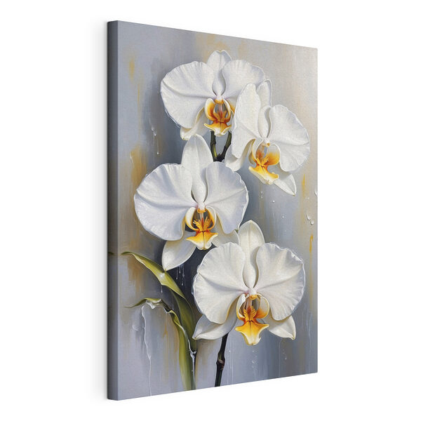 Elegantes orquídeas blancas con el centro naranja Cuadros Elegantes orquídeas blancas con el centro naranja