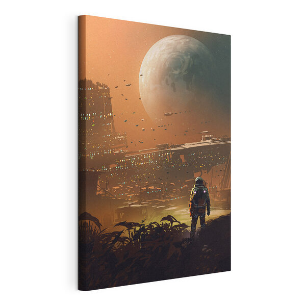 Un astronauta explora un paisaje extraterrestre futurista Cuadros Un astronauta explora un paisaje extraterrestre futurista