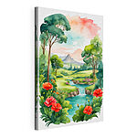 Cuadros Paisaje sereno con flores de colores vivos