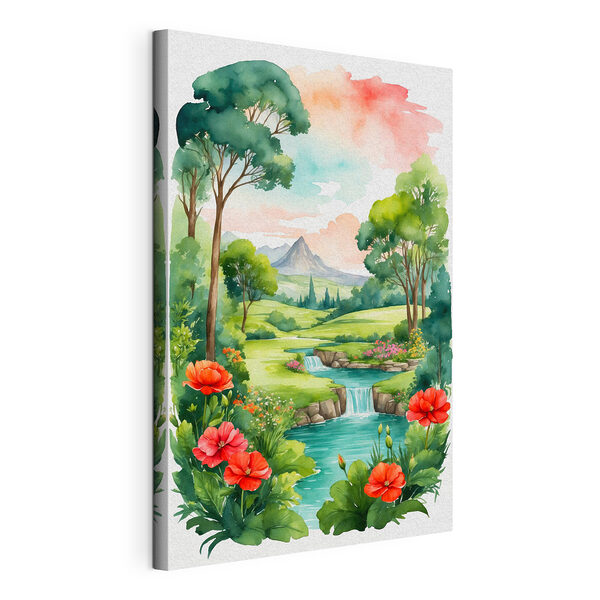 Paisaje sereno con flores de colores vivos Cuadros Paisaje sereno con flores de colores vivos