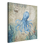 Cuadros Pulpo azul en un mapa