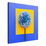 Cuadros Flor azul sobre fondo amarillo