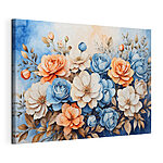 Cuadros Flores de vivos colores en azul y naranja