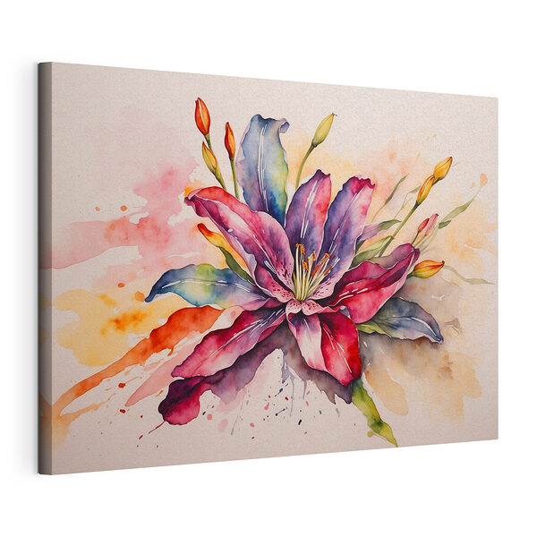 Cuadros Las flores de lirio, pintadas con acuarela en tonos vivos, lucen preciosas