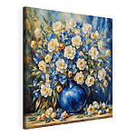 Cuadros Jarrón azul con flores en flor