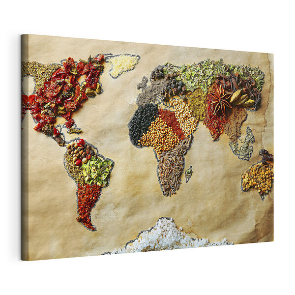 Cuadros Mapa del mundo hecho con especias (SKU: s37486) Cuadros Cuadros Mapa del mundo hecho con especias (SKU: s37486)