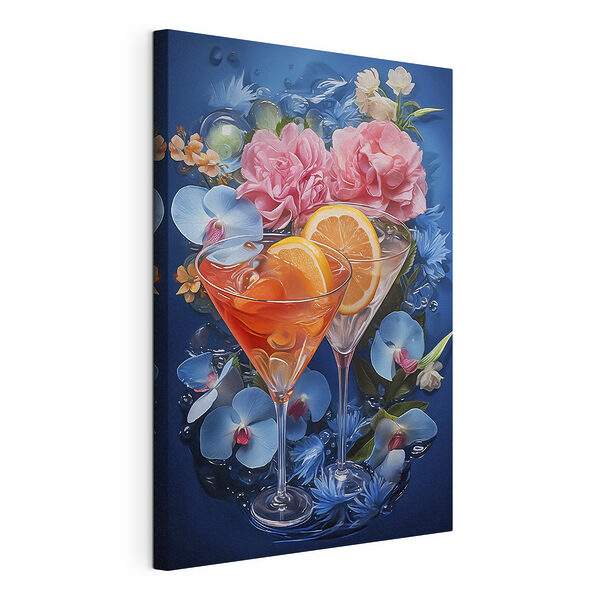 Cuadros Bebidas refrescantes y flores de vivos colores