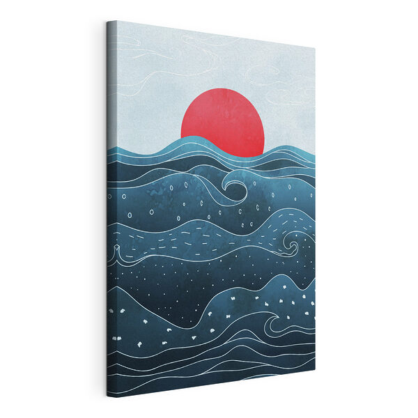 Cuadros Círculo rojo y olas azules