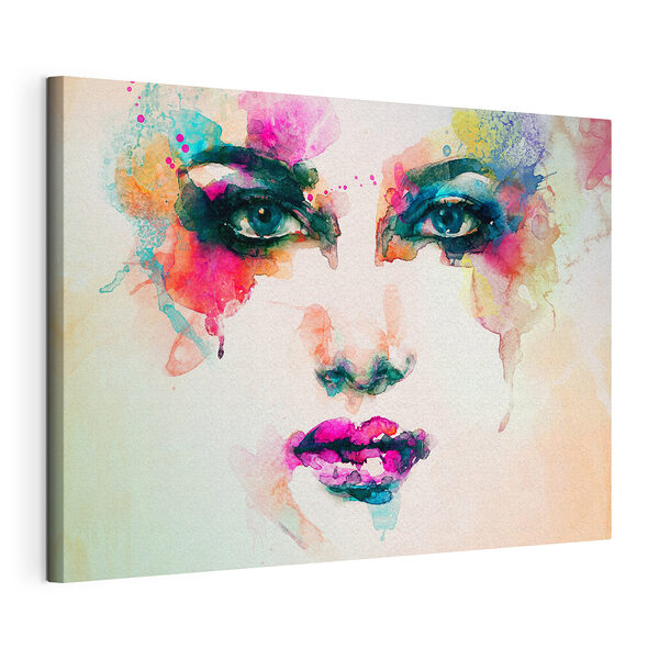 Cuadros Rostro colorido pintado con acuarelas