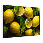 Cuadros Limones frescos con gotitas y hojas