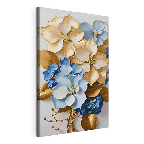 Elegante composición floral en tonos azul y crema Cuadros Elegante composición floral en tonos azul y crema