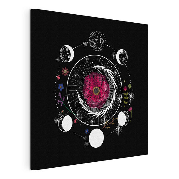 Dibujo de una flor y las fases lunares Cuadros Dibujo de una flor y las fases lunares
