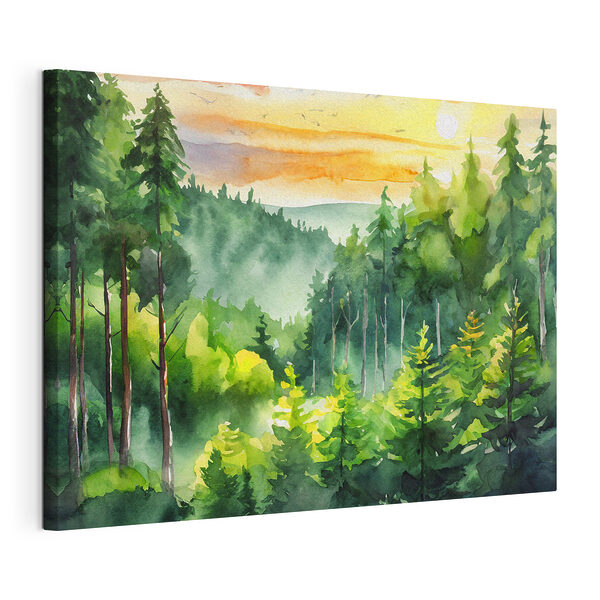 Cuadros Pintura en acuarela de un bosque