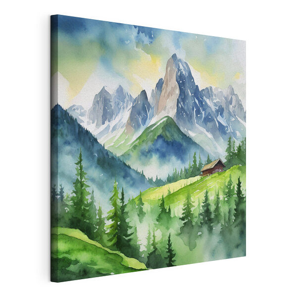 Pintura en acuarela de una montaña Cuadros Pintura en acuarela de una montaña
