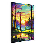 Cuadros Una puesta de sol llena de colores en un bosque